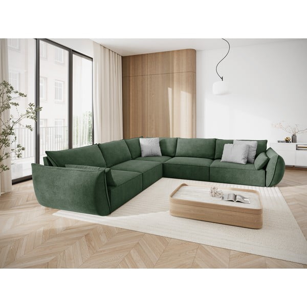 Tamsiai žalia kampinė sofa (kintama) Vanda - Mazzini Sofas-image-1