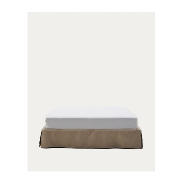 Taupe spalvos dvigulė lova audiniu dengta 160x200 cm Jaira – Kave Home-image-2