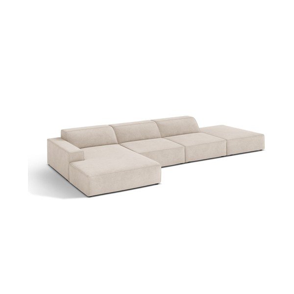 Kreminės spalvos modulinė kampinė sofa (su kairiuoju kampu/su gultu) Jodie – Micadoni 