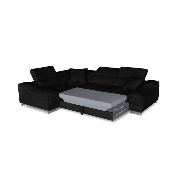 Juoda kampinė sofa-lova "Windsor & Co. Sofos "Kappa", kairysis kampas-image-2