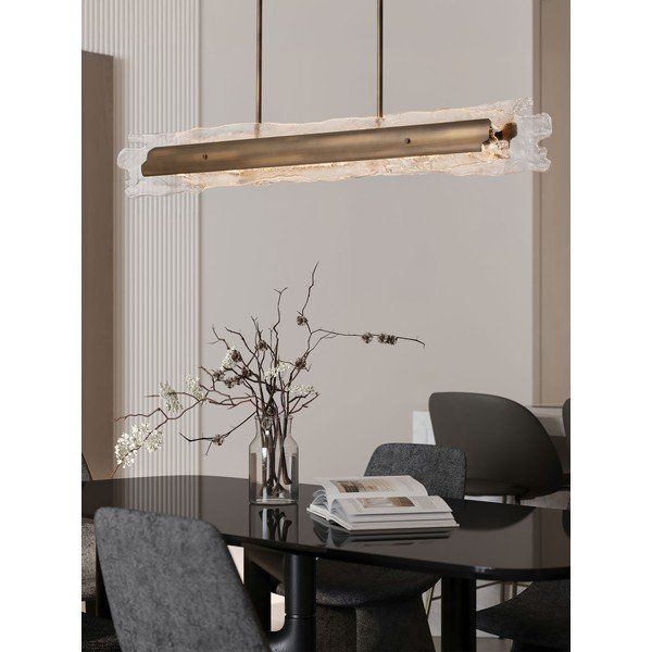 Žalvario spalvos iš plieno kabantis šviestuvas LED su pritemdymo funkcija su stiklo gaubtu Velar – Nova Luce-image-1