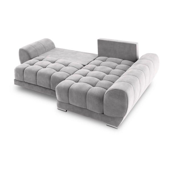 Šviesiai pilka kampinė sofa-lova su aksomo apmušalais Windsor & Co Sofas Nuage, dešinysis kampas-image-4