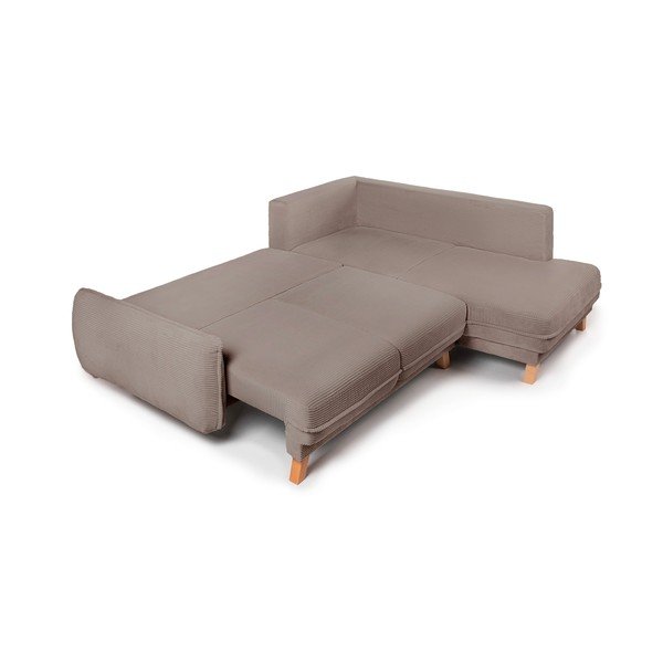 Taupe spalvos sulankstoma/su sandėliavimo vieta kampinė sofa iš kordinio velveto (su kairiuoju kampu/„L“ formos) Tori – Bonami Selection-image-3