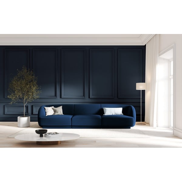Mėlyna aksominė sofa 259 cm Miley - Micadoni Home-image-1