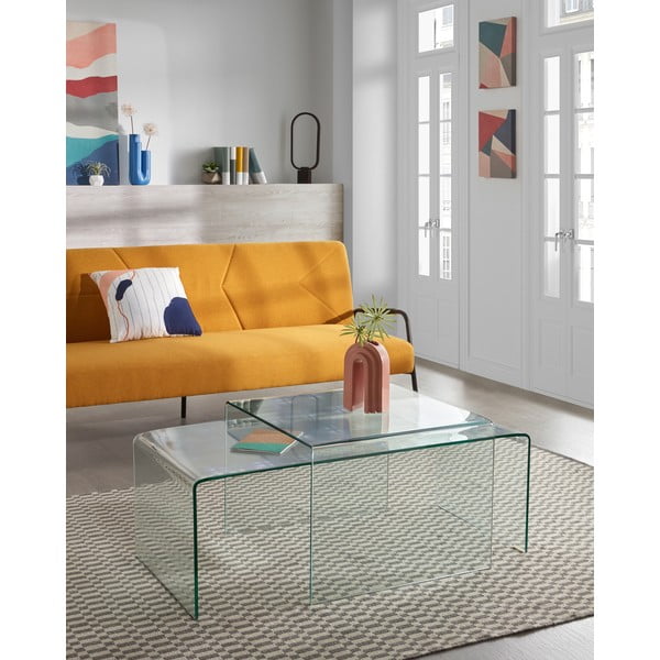 Iš stiklo kavos staliukas 50x110 cm Burano – Kave Home-image-1