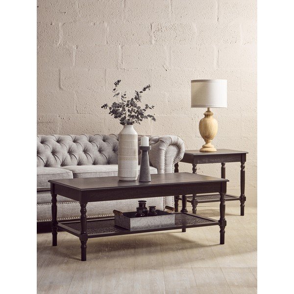 Juodos spalvos kavos staliukas 60x120 cm Heritage – Premier Housewares-image-1