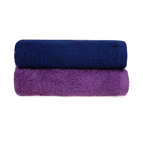2 mėlynai violetinių rankšluosčių rinkinys, 90 x 50 cm