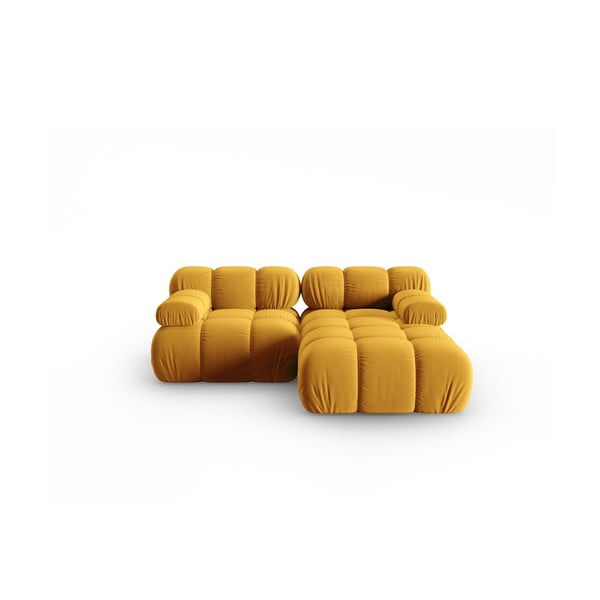 Kampinė sofa geltonos spalvos iš velveto (su dešiniuoju kampu) Bellis – Micadoni Home
