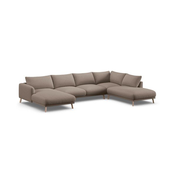 Taupe spalvos kampinė sofa („U“ formos) Naomi – Micadoni 