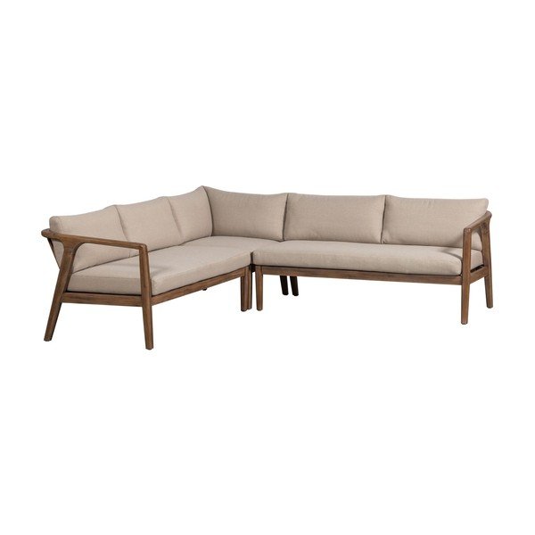 Rudos spalvos iš audinio sodo sofa („L“ formos) Biam – WOOOD-image-3