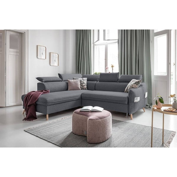 Sulankstoma kampinė sofa tamsiai pilkos spalvos (su kairiuoju kampu) Sweet Harmony – Miuform-image-3