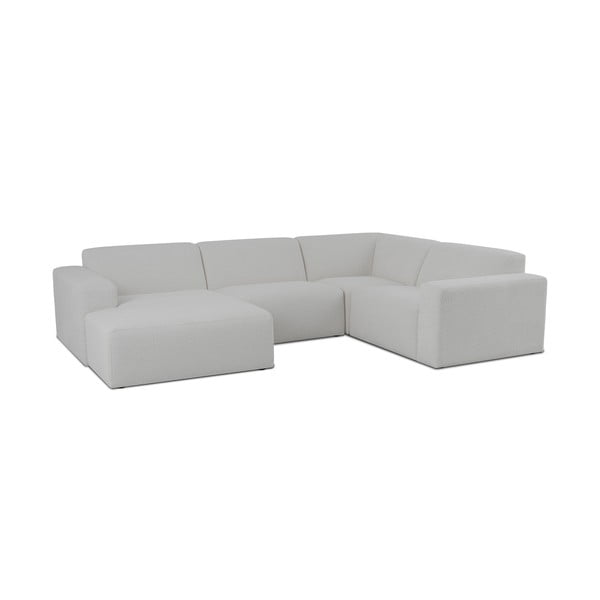 Iš boucle kampinė sofa baltos spalvos („U“ formos) Roxy – Scandic-image-2