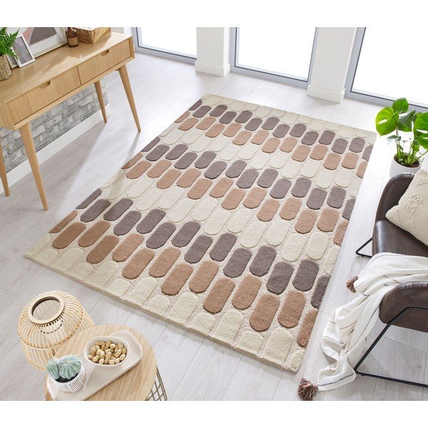 Rudos ir smėlio spalvos vilnonis kilimas Flair Rugs Fossil, 200 x 290 cm-image-4