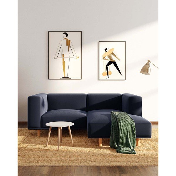 Kampinė sofa tamsiai mėlynos spalvos iš velveto (su dešiniuoju kampu) Kukumo – Ame Yens-image-1