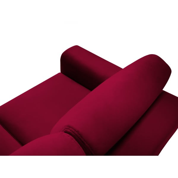 Raudonos spalvos iš velveto sulankstoma/su sandėliavimo vieta kampinė sofa Kyoto – Cosmopolitan Design-image-4