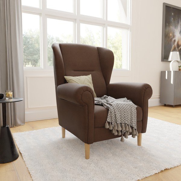 Tamsiai rudos spalvos krėslas su atlošu Swan – Ropez-image-3