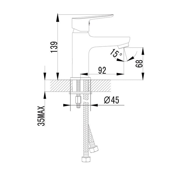 Kriauklei čiaupas blizgios sidabrinės spalvos stovimas Small – Sapho-image-1