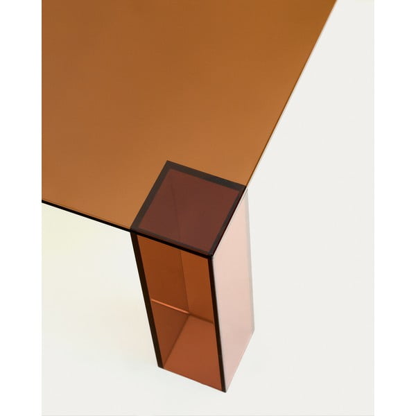 Rudos spalvos iš stiklo kavos staliukas 85x85 cm Adularia – Kave Home-image-4