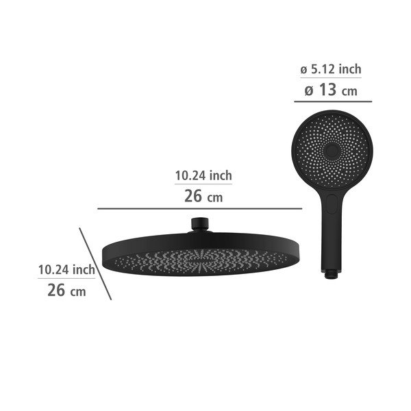 Juodos spalvos nerūdijančio plieno dušo rinkinys 120 cm Soft Water - Wenko-image-3