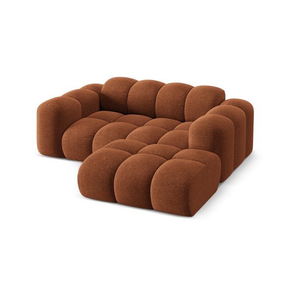 Terakotos spalvos iš šenilinio audinio kampinė sofa (su dešiniuoju kampu/su gultu) Treno – Cosmopolitan Design-image-2