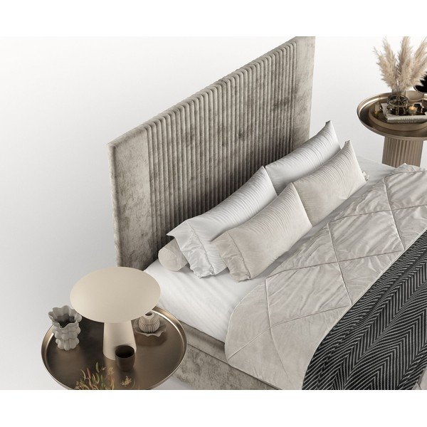 Dvigulė lova smėlio spalvos audiniu dengta su sandėliavimo vieta 180x200 cm Mavel – Maison de Rêve-image-1