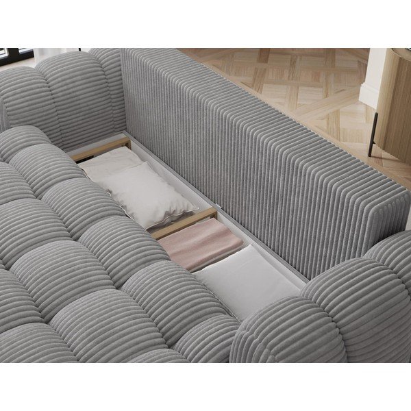 Pilkos spalvos sulankstoma sofa iš kordinio velveto 256 cm Cotonn – ELTAP-image-4