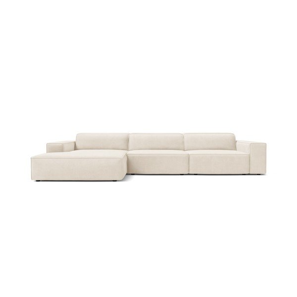 Kreminės spalvos modulinė kampinė sofa iš velveto (su kairiuoju kampu/su gultu) Jodie – Micadoni -image-3