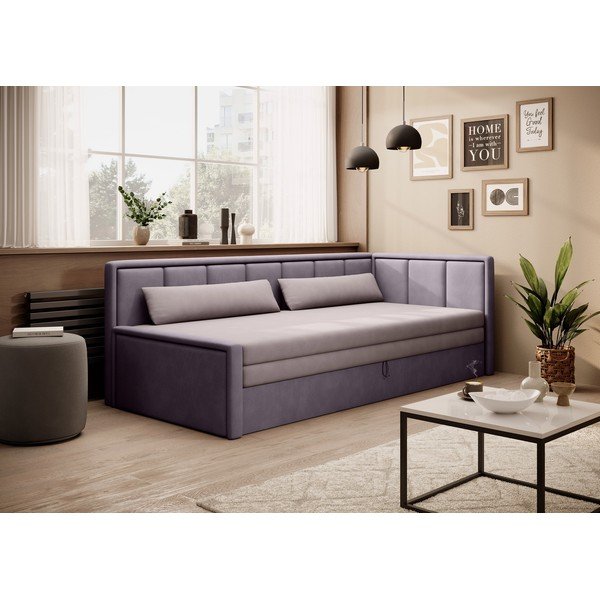 Rožinės spalvos iš šenilinio audinio sulankstoma/su sandėliavimo vieta sofa 214 cm Fulgeo – ELTAP-image-1