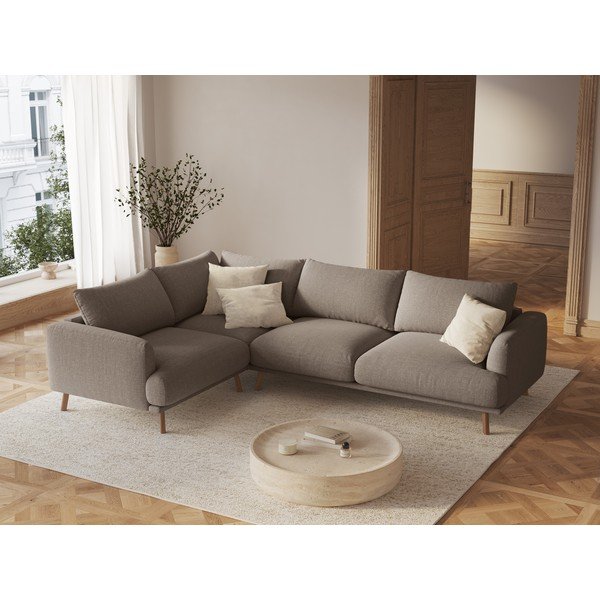 Taupe spalvos kampinė sofa (su kairiuoju kampu/su gultu) Naomi – Micadoni -image-1