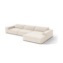 Kreminės spalvos kampinė sofa iš velveto (su dešiniuoju kampu/su gultu) Jodie – Micadoni 