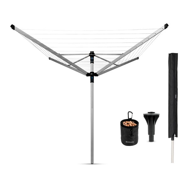 Sidabrinės spalvos sodo skalbinių džiovykla 60 m Lift-o-Matic Advance – Brabantia