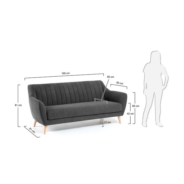 Tamsiai pilka sofa Kave Home Off-image-4