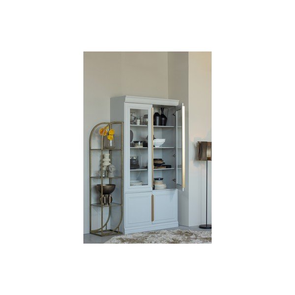 Šviesiai pilkos spalvos iš pušies masyvo vitrina 110x215x44 cm Organize – WOOOD-image-1