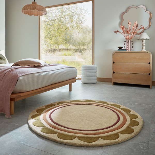 Rankų darbo natūralios spalvos iš vilnos apvalios formos kilimas ø 120 cm Lois – Flair Rugs-image-1