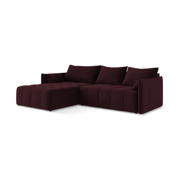 Bordo spalvos sulankstoma/su sandėliavimo vieta kampinė sofa (su kairiuoju kampu/su gultu) Moku – Makamii-image-2