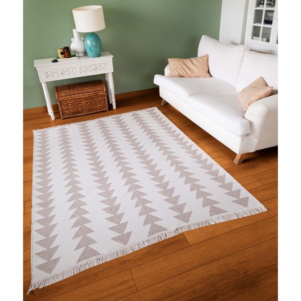 Baltos ir smėlio spalvos medvilninis kilimas Oyo home Duo, 60 x 100 cm-image-1