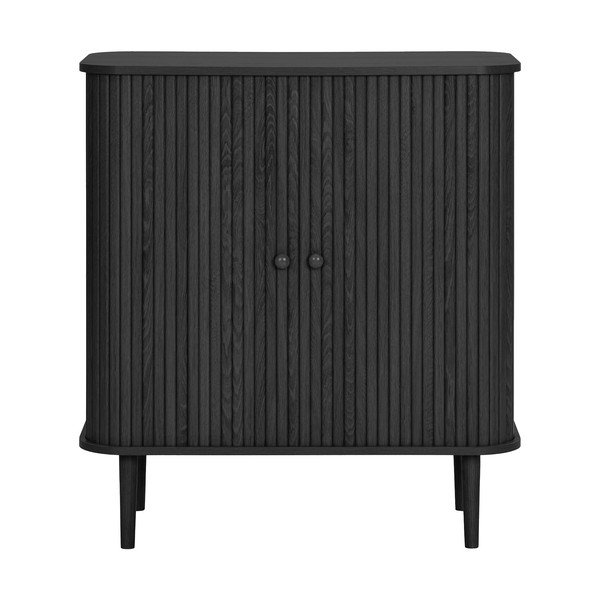 Juodos spalvos iš pušies masyvo šoninė spintelė 80x87x40 cm Nikko – House Nordic