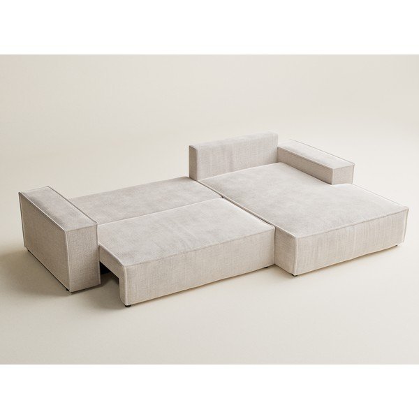 Kreminės spalvos sulankstoma/su sandėliavimo vieta kampinė sofa iš šenilinio audinio (su dešiniuoju kampu/su gultu) Maze – Maison de Rêve-image-4