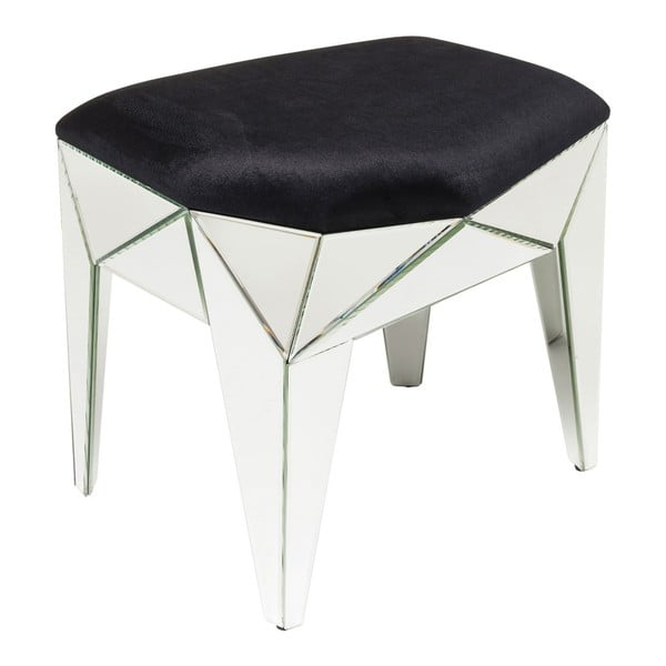 Juodas stalas su sidabrinėmis detalėmis "Kare Design" taburetė "Fun House", 54 x 49 cm