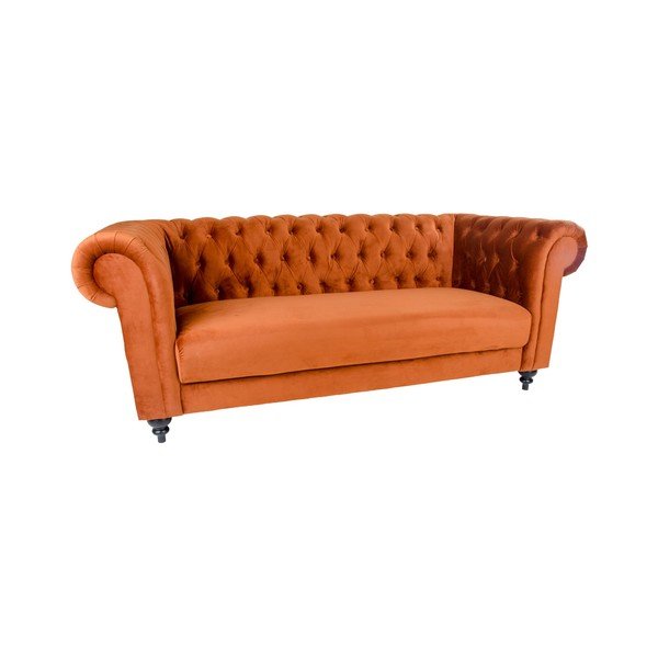 Oranžinio aksomo trijų vietų sofa "House Nordic Chester-image-3