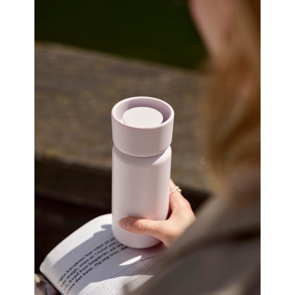 Šviesiai rožinės spalvos iš nerūdijančio plieno termo puodelis 400 ml Singles – Zone-image-1