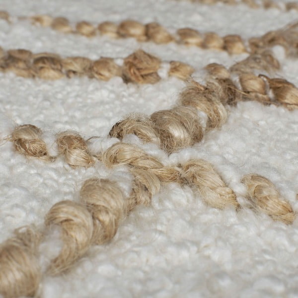 Rankų darbo kreminės spalvos iš vilnos mišinio kilimas 120x170 cm Astera Linear – Flair Rugs-image-3