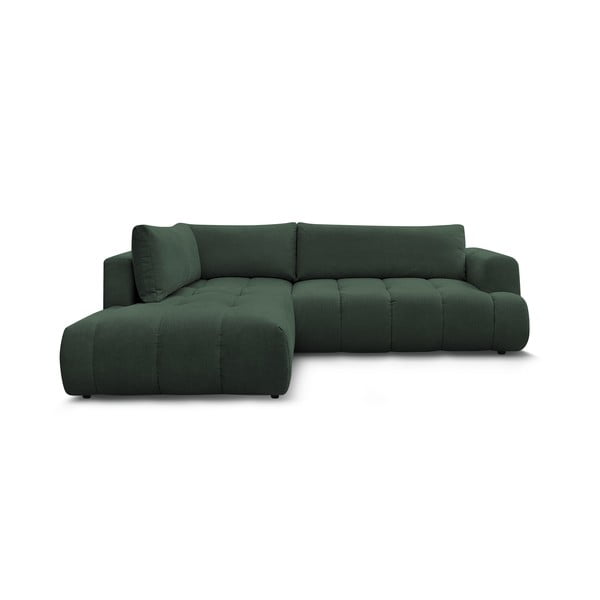 Žalios spalvos sulankstoma/su sandėliavimo vieta kampinė sofa (su kairiuoju kampu/„L“ formos) Fuji – Bobochic Paris