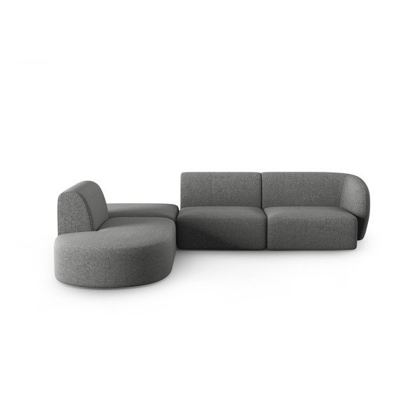 Pilkos spalvos iš šenilinio audinio kampinė sofa (su kairiuoju kampu/„L“ formos) Paolo – Milo Casa