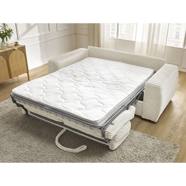 Smėlio spalvos sofa miegojimui/sulankstoma iš kordinio velveto 220 cm Hugo – Bobochic Paris-image-1