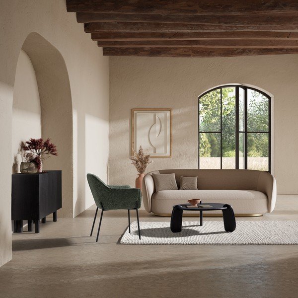 Juodos spalvos iš mango masyvo apvalios formos kavos staliukas ø 80 cm Tamira – MOME-image-1