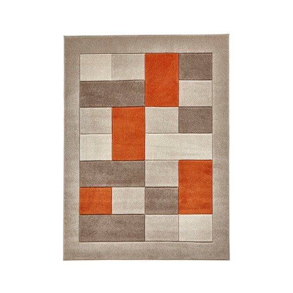 Smėlio ir oranžinės spalvos kilimas Think Rugs Matrix, 60 x 120 cm-image-1