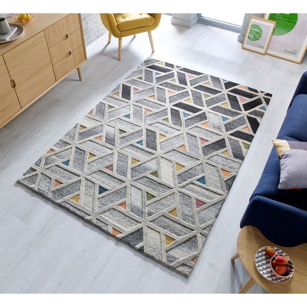 Pilkas vilnonis kilimas Flair Rugs River, 120 x 170 cm-image-4