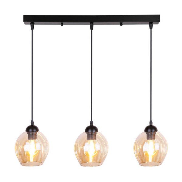 Juodas pakabinamas šviestuvas su stikliniu gaubtu 14x70 cm Aspa - Candellux Lighting-image-2