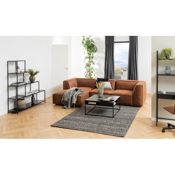 Rudos spalvos kampinė sofa iš perdirbtos odos Bonami Selection Fairfield, 282 cm, kampas kairėje-image-1